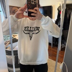 Wallen White Graphic Crewneck Sweatshirt